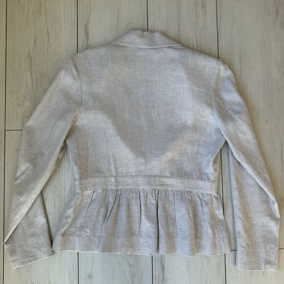 Pendleton Linen Blazer Women’s Size 10 Cream Pin Stripe Blazer Academia Preppy - Picture 8 of 12